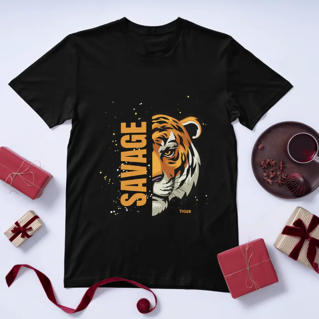 Savage Tiger Crew Neck T-Shirt – Bold & Stylish (Unisex)