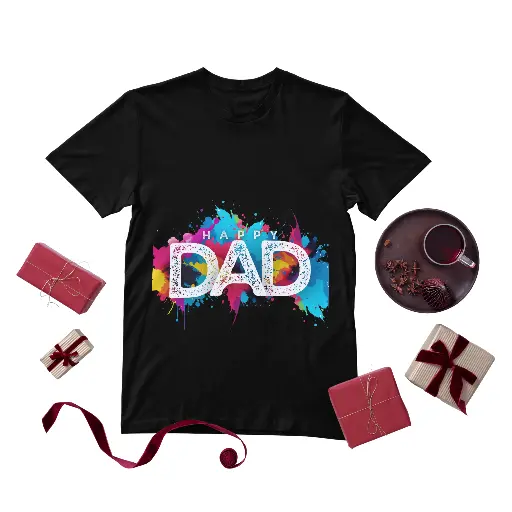 "Dad holi special" half t-shirt black