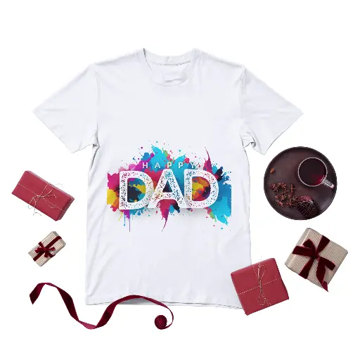 Dad holi special" half t-shirt white