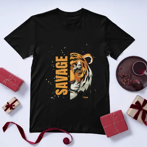 Savage Tiger Crew Neck T-Shirt – Bold & Stylish (Unisex)